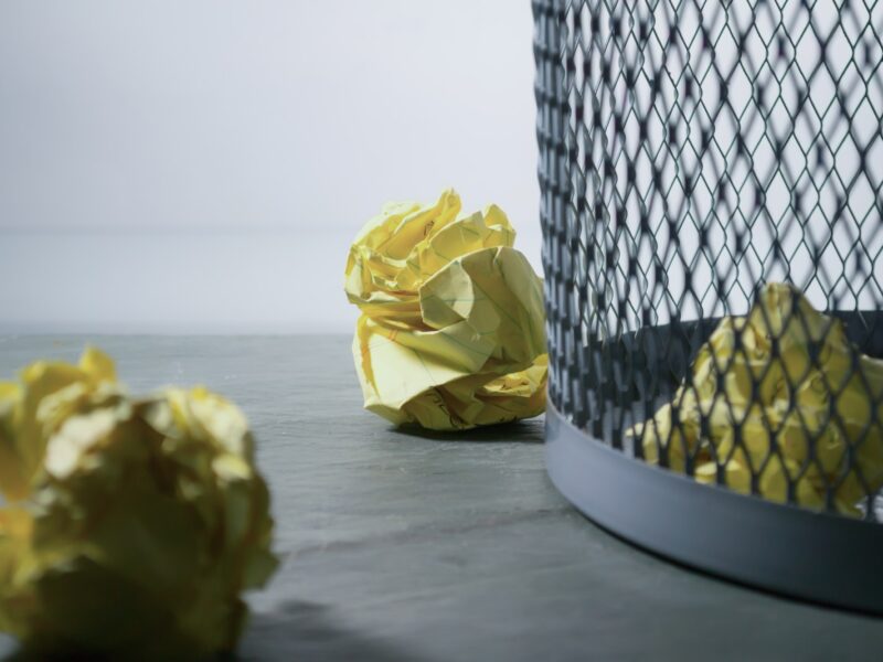 yellow crumpled papers