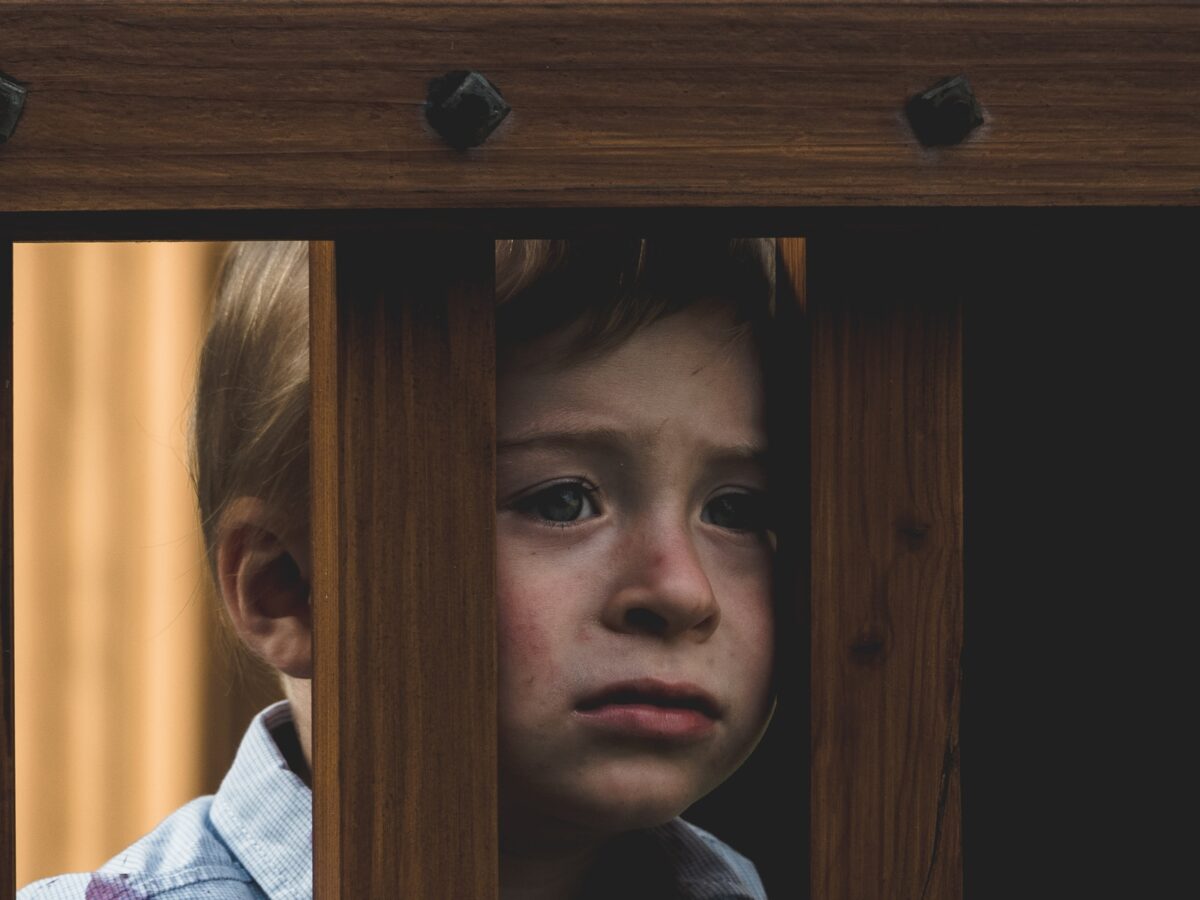 boy leaning on brown wooden railings