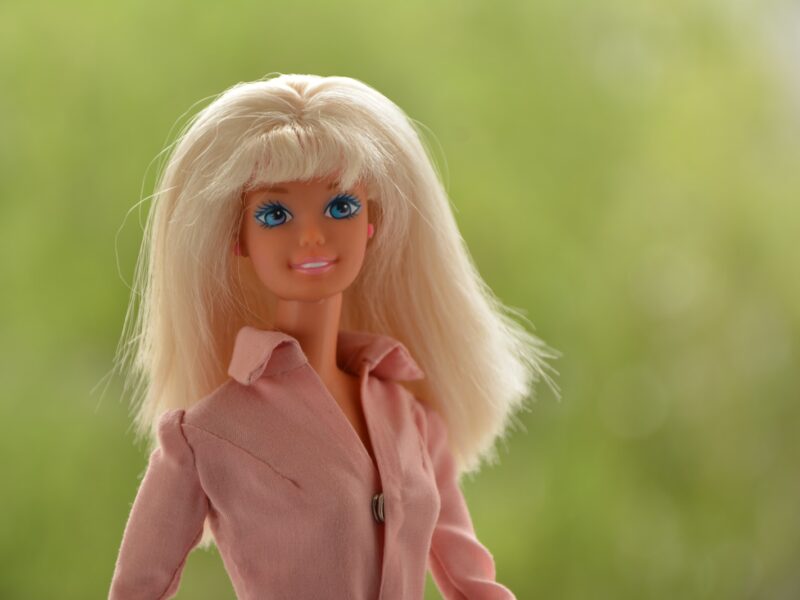 blonde haired doll in pink coat