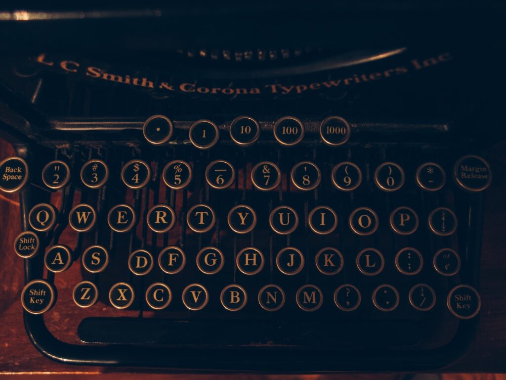 black and brown typewriter